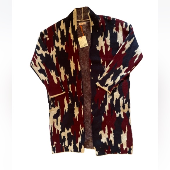 🆕 Knox Rose Women’s Open Front Cardigan Navy Blue and Burgundy Small 4/6 - Picture 3 of 10